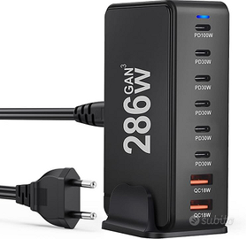 Caricatore USB Type C 8 porte GaN3 PD100W