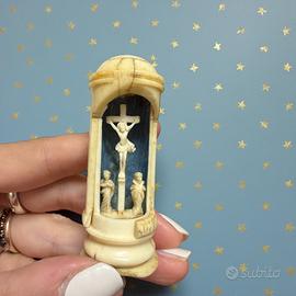 Antico altarino da viaggio sacro in osso 1700