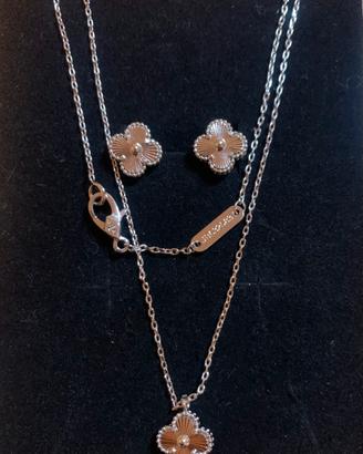set collana e orecchini a quadrifoglio