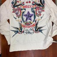 Felpa vintage con cappuccio bianca Harley-Davidson