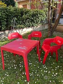 Tavolino e poltroncine birra Peroni
