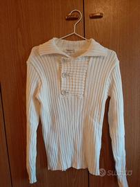 Maglione a coste bianco Nikkoko anni 90
