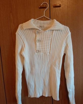 Maglione a coste bianco Nikkoko anni 90