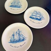 Trio Piatti ceramica Piral a tema nautico