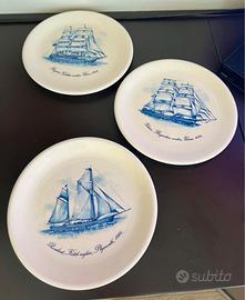 Trio Piatti ceramica Piral a tema nautico