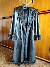 Cappotto lungo vintage vera pelle e pelliccia