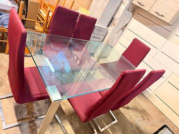 Tavolo moderno vetro e acciaio