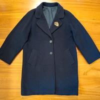 Cappotto donna Caractère in lana blu con spilla