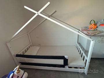 Letto casetta Montessori 90x190 + materasso memory