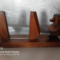 Antico Cornice Portafoto in legno con Uccello