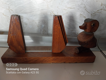 Antico Cornice Portafoto in legno con Uccello