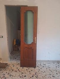 Porte interno legno massello e vetro decorato