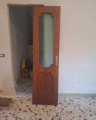 Porte interno legno massello e vetro decorato