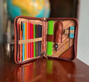 Astuccio vintage in pelle Mapas