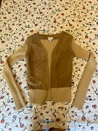 Cardigan PF Paola Frani in Vera Pelle e LanaMerino