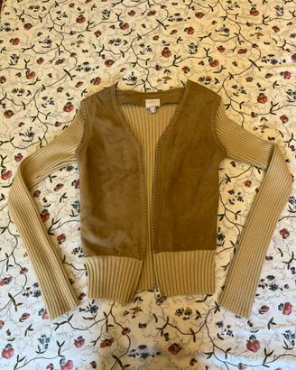 Cardigan PF Paola Frani in Vera Pelle e LanaMerino