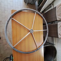 Ruote timone inox e cuoio, 900 mm. BAVARIA