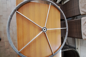 Ruote timone inox e cuoio, 900 mm. BAVARIA