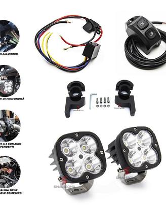2 fari moto aggiuntivi 70w+cablaggio smart+staffe