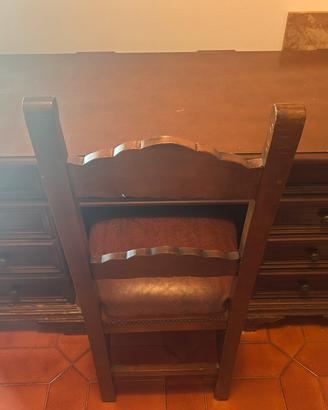 Scrivania classica in legno massello con sedia