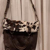 borsa maxi tote in pelle e cavallino