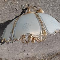 Lampadario antico in vetro e doratura – floreale