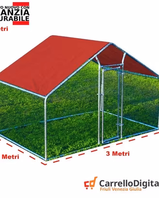 Gabbia per Polli 3x2m x h 2 m – 6 mq - rosso