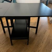 Tavolo con doppia ribalta marrone scuro