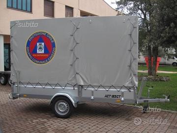 Rimorchio con centina apribile + rampe + sponde