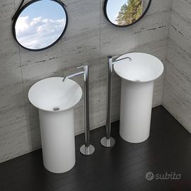 Lavabo Sospeso Cilindrico in Polvere Di Pietra