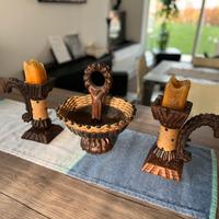 Coppia di candelabri e porta frutta