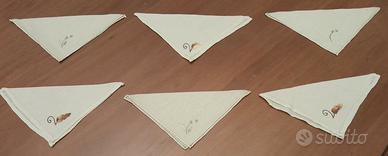 n.6 tovaglioli,triangolari, da tea,100% puro lino