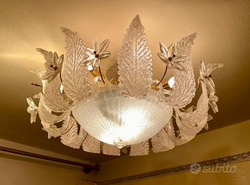 Splendido grande lampadario Murano fiordaliso