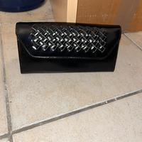 Portafoglio in vera pelle nera da donna-RIBASSATO