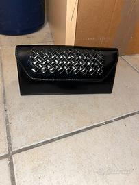 Portafoglio in vera pelle nera da donna-RIBASSATO