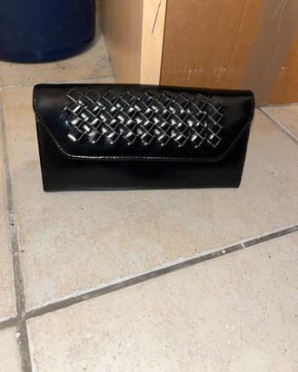 Portafoglio in vera pelle nera da donna-RIBASSATO