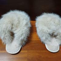 Ciabatte in Pelliccia donna. color panna -N. 40-41