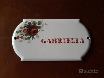 "Gabriella" targa smaltata, nuova