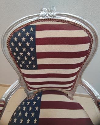Poltrone con bandiera americana colore argento 