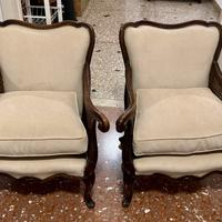 Poltrone bergère in noce e paglia di vienna