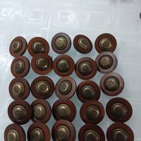 25 Bottoni Vintage in VERO CUOIO e Metallo Brunito