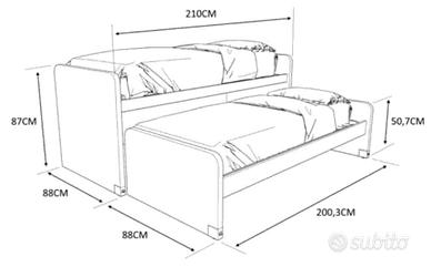 Letto doppio sovrapposto estraibile