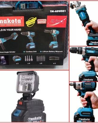 Kit 4in1 Trapano Smerigliatrice Avvitatore luce