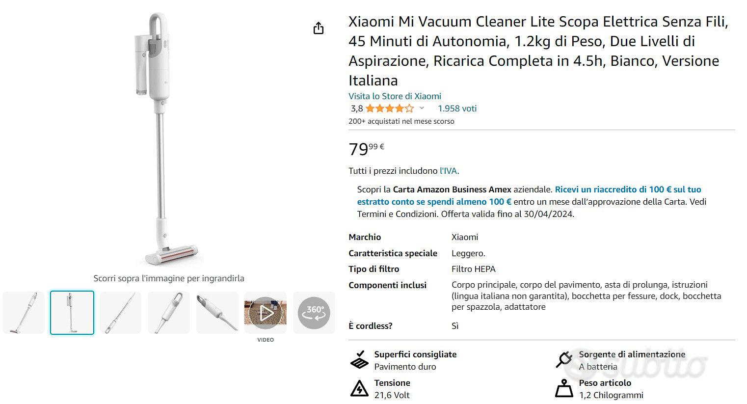Xiaomi Vacuum Cleaner Light Scopa Elettrica Senza Fili
