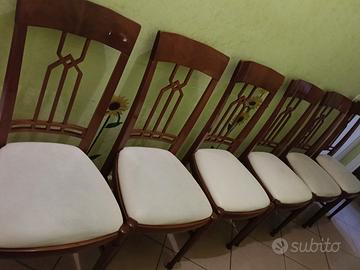 SET 6 SEDIE IN NOCE VINTAGE 