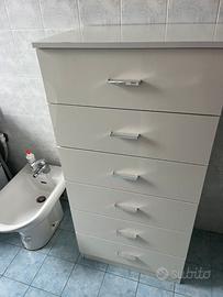 Cassettiera 6 cassetti bianco lucido