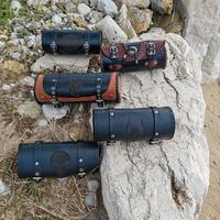 borsa moto pelle anteriore barilotto manubrio 