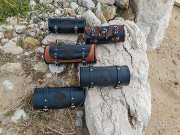 borsa moto pelle anteriore barilotto manubrio 