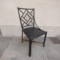 Sedia orientale in bambù ebanizzato 