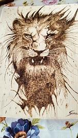 quadro stile pirografia 